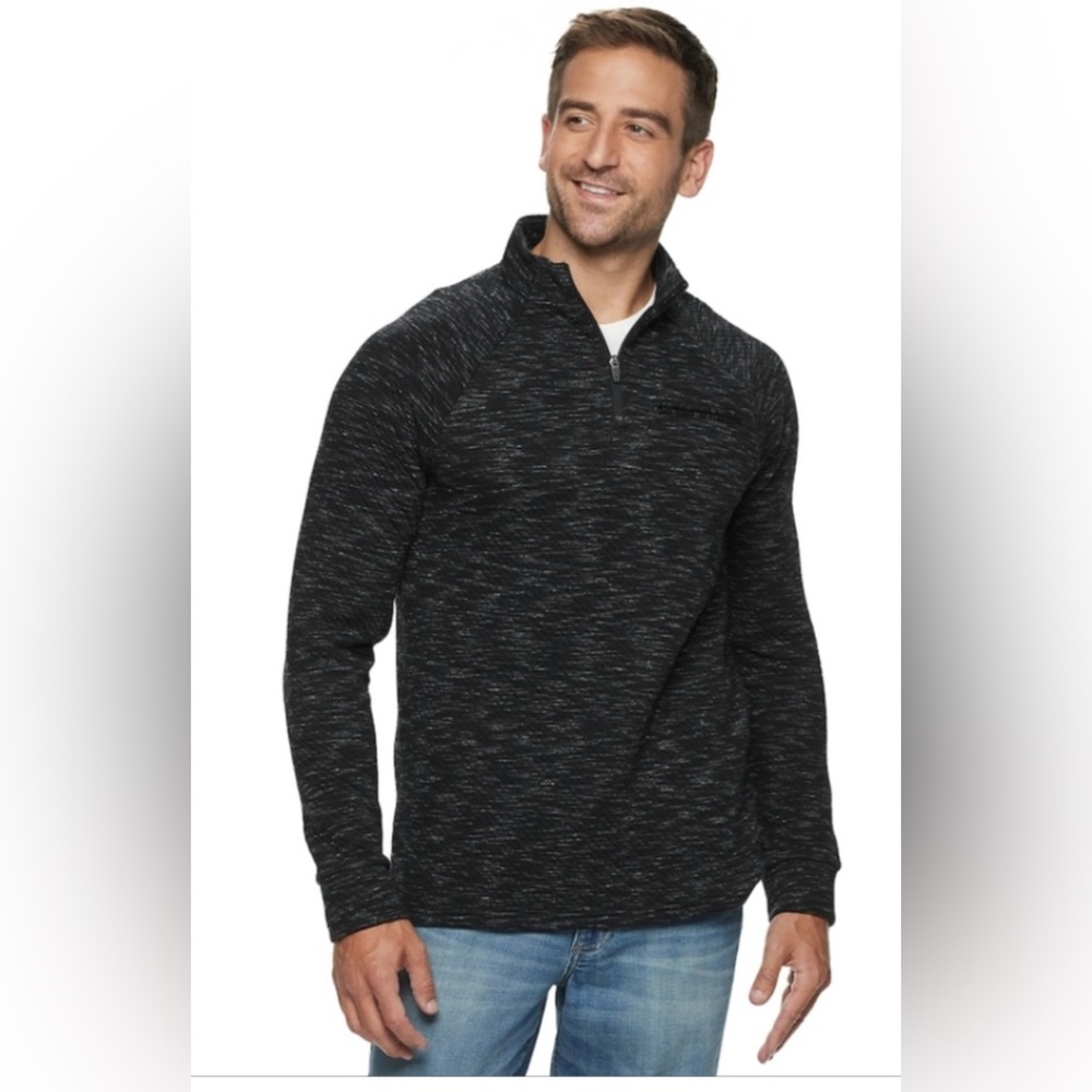 Marc Anthony Men's Black /grey fleece Quarter 1/4 Zip size large Slim